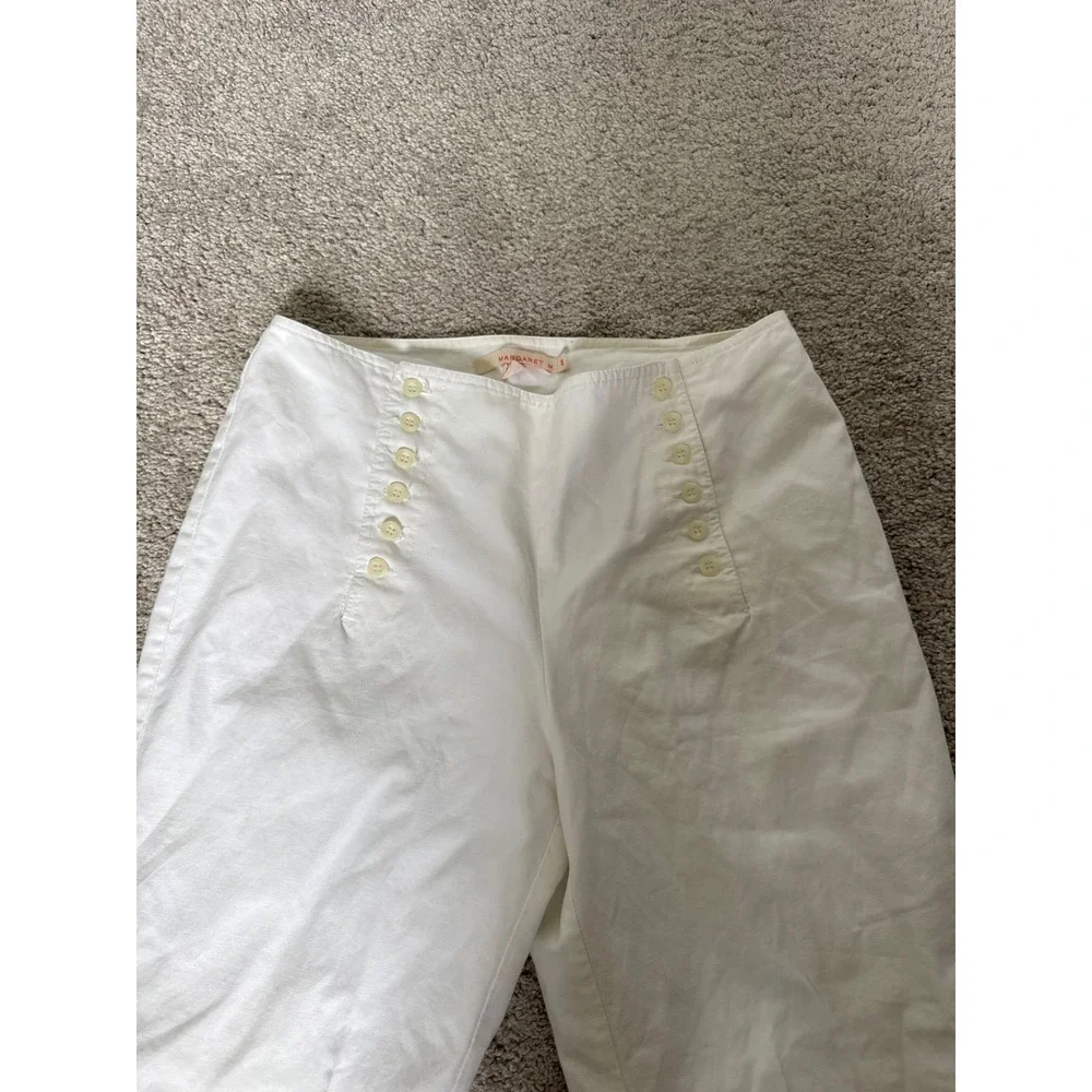Margaret M White Sailor Pants Wide Leg High Waisted Button Front Size 8 Canada